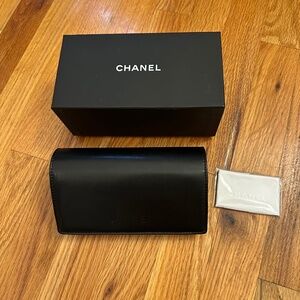 Chanel Black Quilted Eyeglasses Sunglasses Case w/ Box & Cleaning Cloth